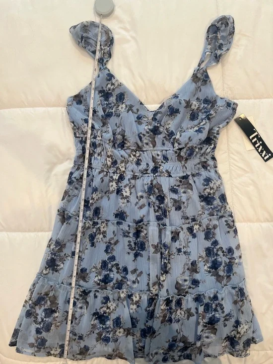 Juniors Blue Floral mini dress - Picture 3 of 6